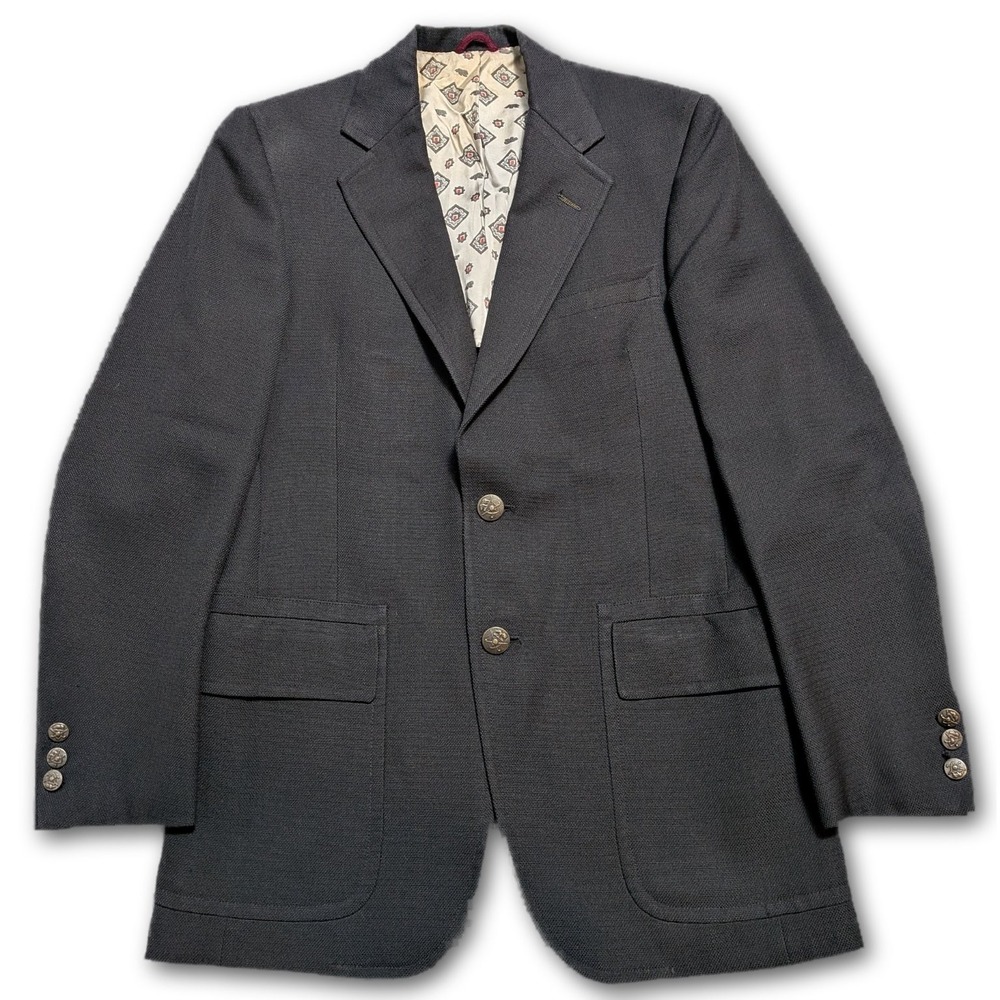 Hart Schaffner & Marx Mens Blazer Navy Blue Appx. 38R Brass Buttons USA VTG
